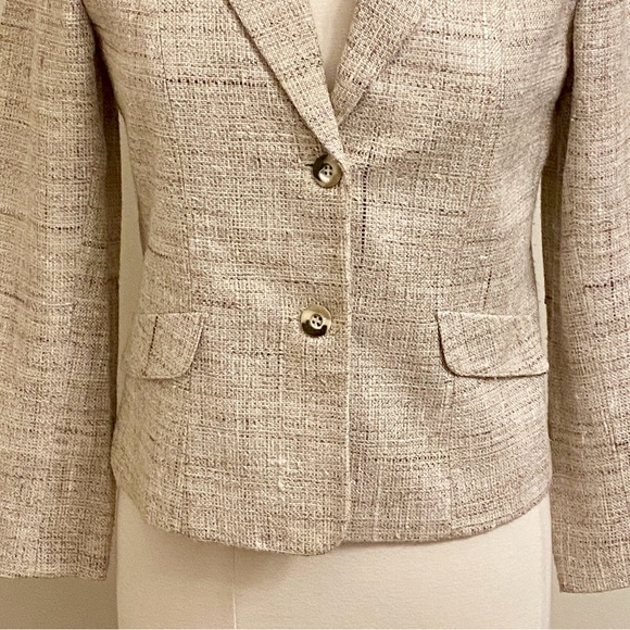 Vilano by Gerardo Livornese Vintage Cream Tweed Long Sleeve Lined Jacket Size 8 - Picture 3 of 13